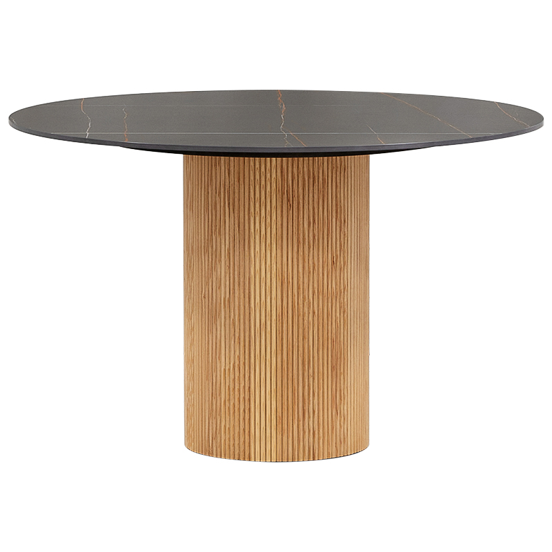 Круглый обеденный стол Malcolm Stone Dinner Table Черный Древесина Круглый обеденный стол Malcolm Stone Dinner Table Черный Древесина в Твери | Loft Concept