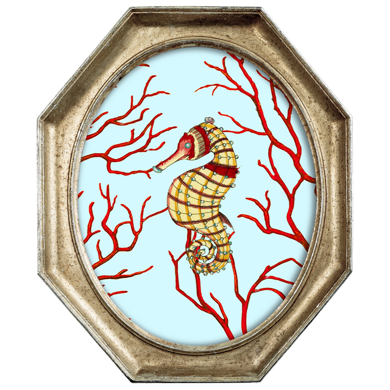 Картина Seahorse in Coral Мульти Золотой Картина Seahorse in Coral Мульти Золотой в Твери | Loft Concept