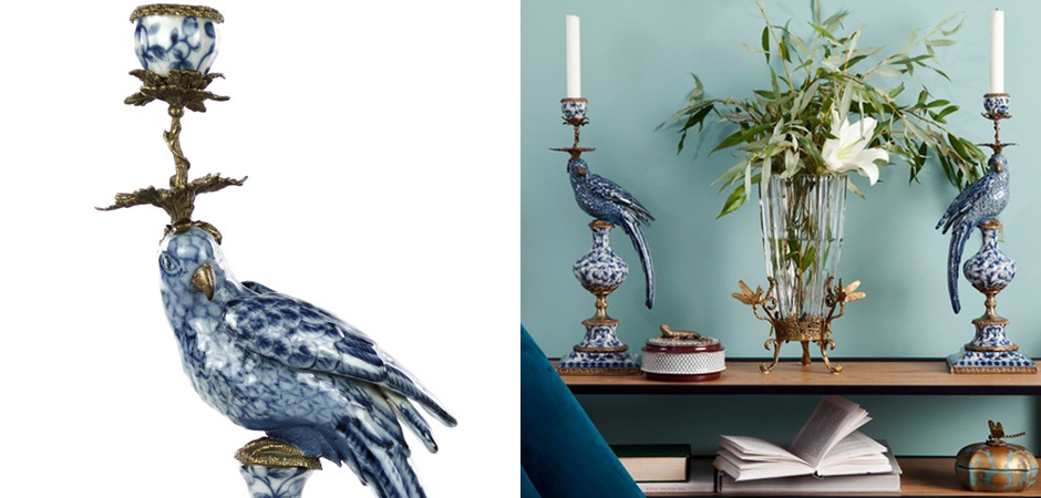 Подсвечник Blue and White Parrot Подсвечник Blue and White Parrot - Loft-Concept в Твери