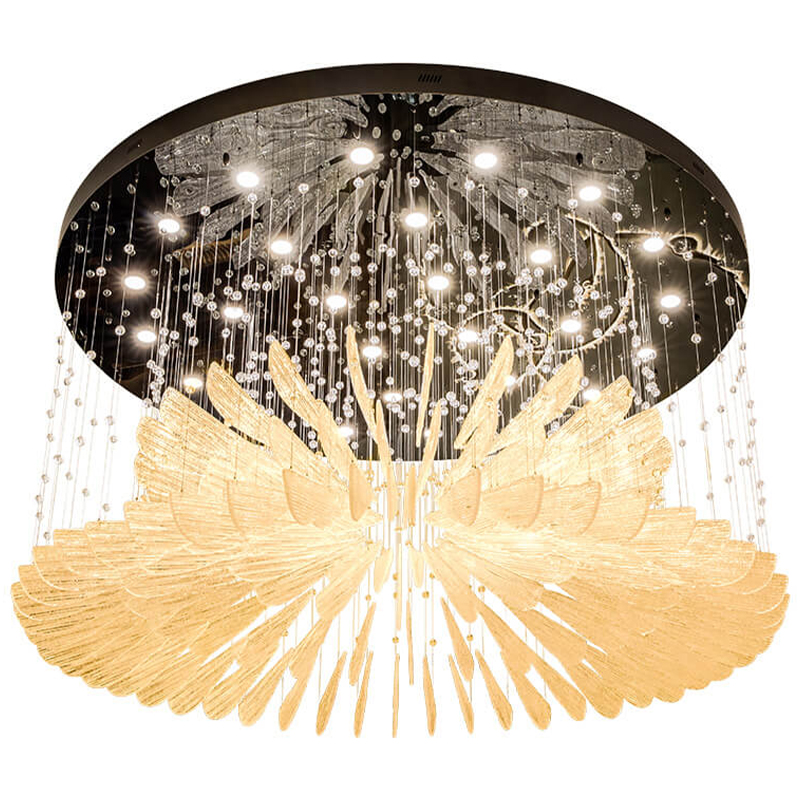 Большая круглая люстра с подвесками лепестки Gold Leaf Fall Light Chandelier Бронза Прозрачное Стекло Большая круглая люстра с подвесками лепестки Gold Leaf Fall Light Chandelier Бронза Прозрачное Стекло в Твери | Loft Concept