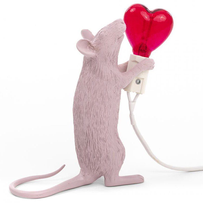 Настольная лампа Seletti Mouse Step Love USB Белый Красный Настольная лампа Seletti Mouse Step Love USB Белый Красный в Твери | Loft Concept