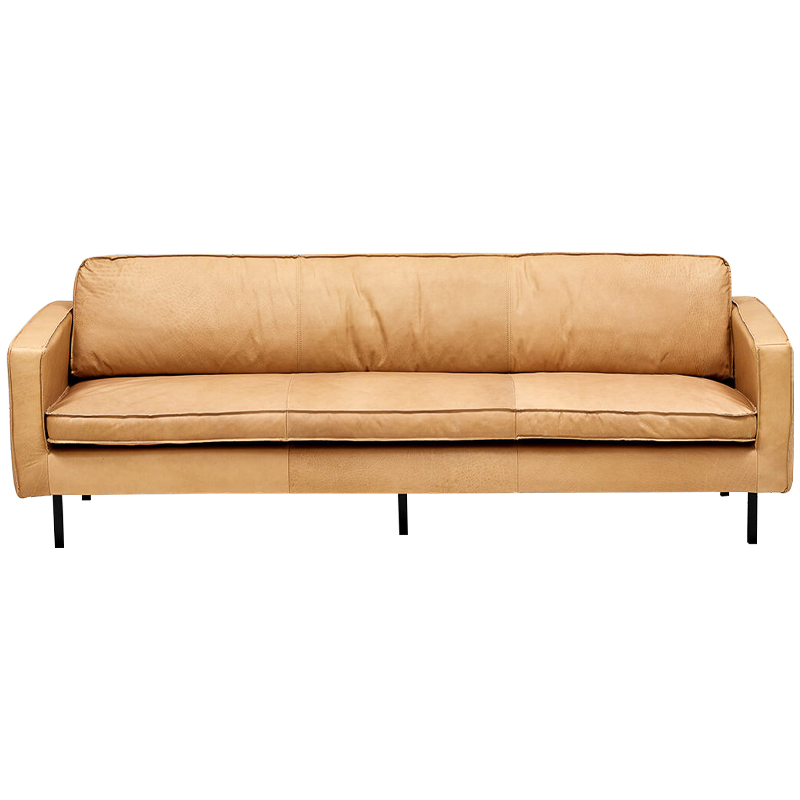 Диван кожаный Adrian Beige Leather Sofa Бежевый Черный Диван кожаный Adrian Beige Leather Sofa Бежевый Черный в Твери | Loft Concept