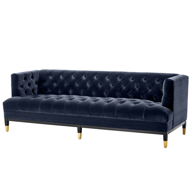 Диван Eichholtz Sofa Castelle midnight blue Темно-синий Черный Латунь в Твери | Loft Concept 