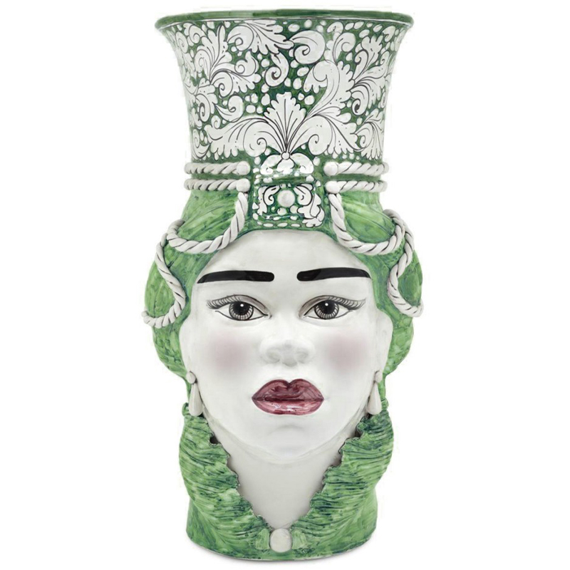 Ваза Vase Moro Lady Giant Ornate Green Зеленый Белый в Твери | Loft Concept 