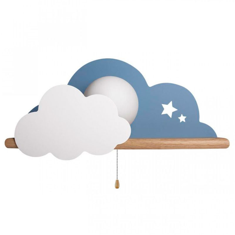 Бра с полкой голубое Облако Wall Lamp Blue Cloud Голубой Древесина Бра с полкой голубое Облако Wall Lamp Blue Cloud Голубой Древесина в Твери | Loft Concept