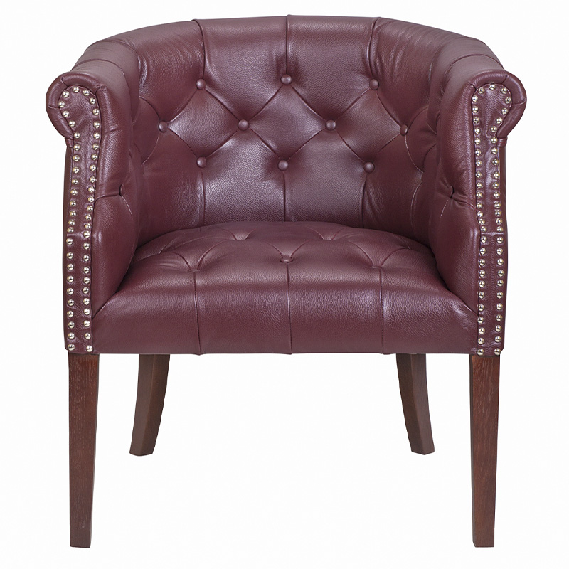 Кресло низкое из натуральной кожи на 4-х деревянных ножках из массива бука Chloe Leather Armchair vine Бордовый Коричневый Кресло низкое из натуральной кожи на 4-х деревянных ножках из массива бука Chloe Leather Armchair vine Бордовый Коричневый в Твери | Loft Concept
