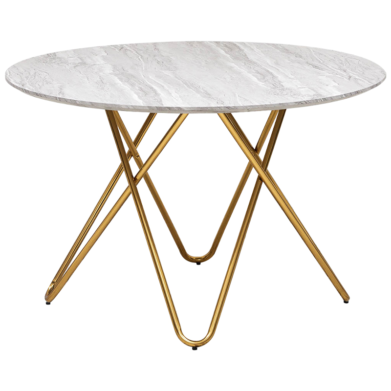 Обеденный круглый стол Alanis Round Dinner Table Золотой Белый Серый Обеденный круглый стол Alanis Round Dinner Table Золотой Белый Серый в Твери | Loft Concept