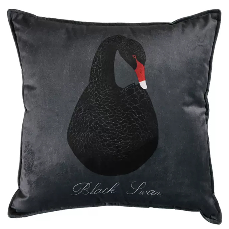 Декоративная подушка Black Swan I Cushion Черная Черный Серый Красный Декоративная подушка Black Swan I Cushion Черная Черный Серый Красный в Твери | Loft Concept