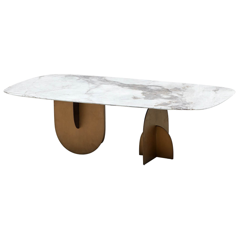 Кофейный стол Aoife Marble Dining Table Латунь Белый Мрамор Bianco Серый Кофейный стол Aoife Marble Dining Table Латунь Белый Мрамор Bianco Серый в Твери | Loft Concept