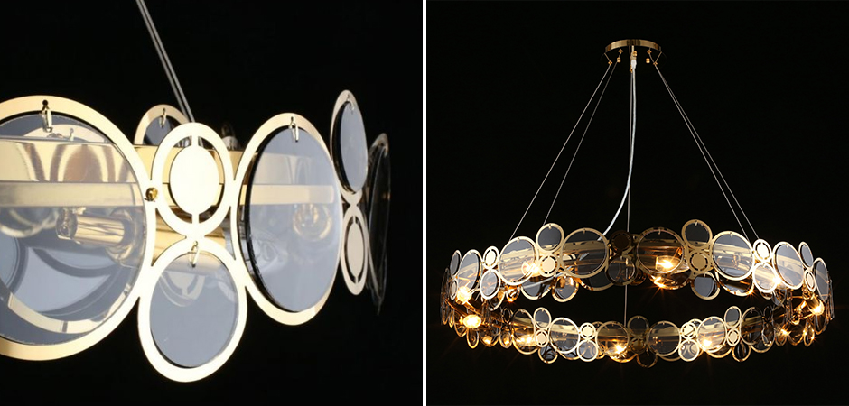 Люстра с дымчатым стеклом Golden Circles Люстра с дымчатым стеклом Golden Circles - Loft-Concept в Твери