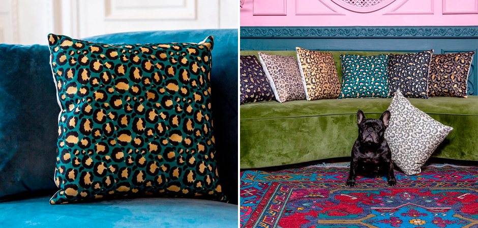 Декоративная подушка с леопардовым принтом Wild animals Green - Loft-Concept в Твери