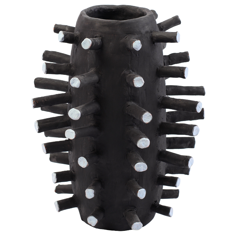Ваза Shany Round Spikes Vase Черный Светло-голубой Ваза Shany Round Spikes Vase Черный Светло-голубой в Твери | Loft Concept