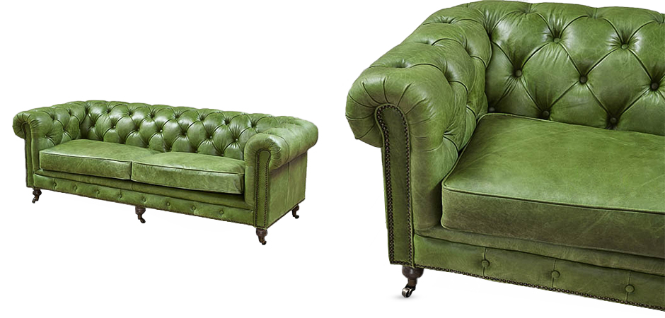 Диван Chesterfield leather Sofa green Диван Chesterfield leather Sofa green - Loft-Concept в Твери