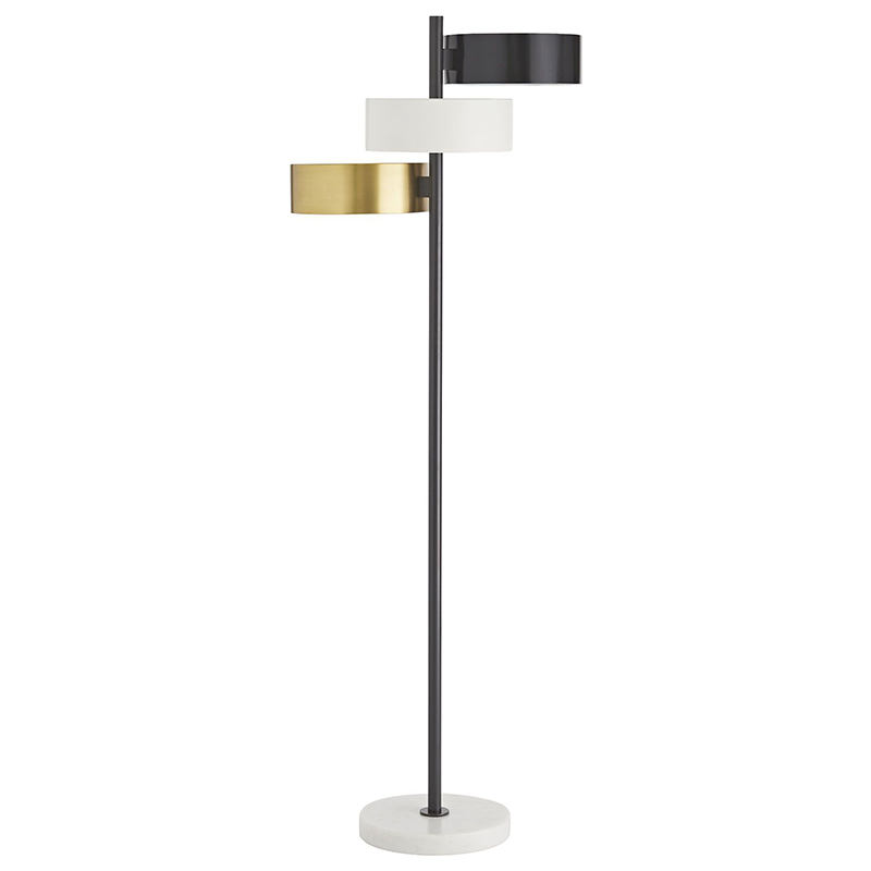 Торшер Arteriors HUTTON FLOOR LAMP Латунь Черный Белый Торшер Arteriors HUTTON FLOOR LAMP Латунь Черный Белый в Твери | Loft Concept