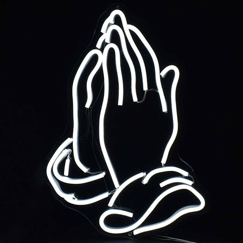 Неоновая настенная лампа Praying Hands Neon Wall Lamp Белый Прозрачный Неоновая настенная лампа Praying Hands Neon Wall Lamp Белый Прозрачный в Твери | Loft Concept