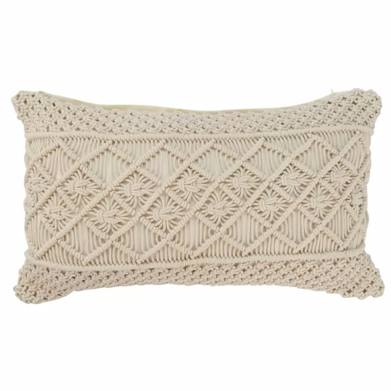 Чехол на подушку с макраме бежевого цвета Macrame Бежевый Чехол на подушку с макраме бежевого цвета Macrame Бежевый в Твери | Loft Concept