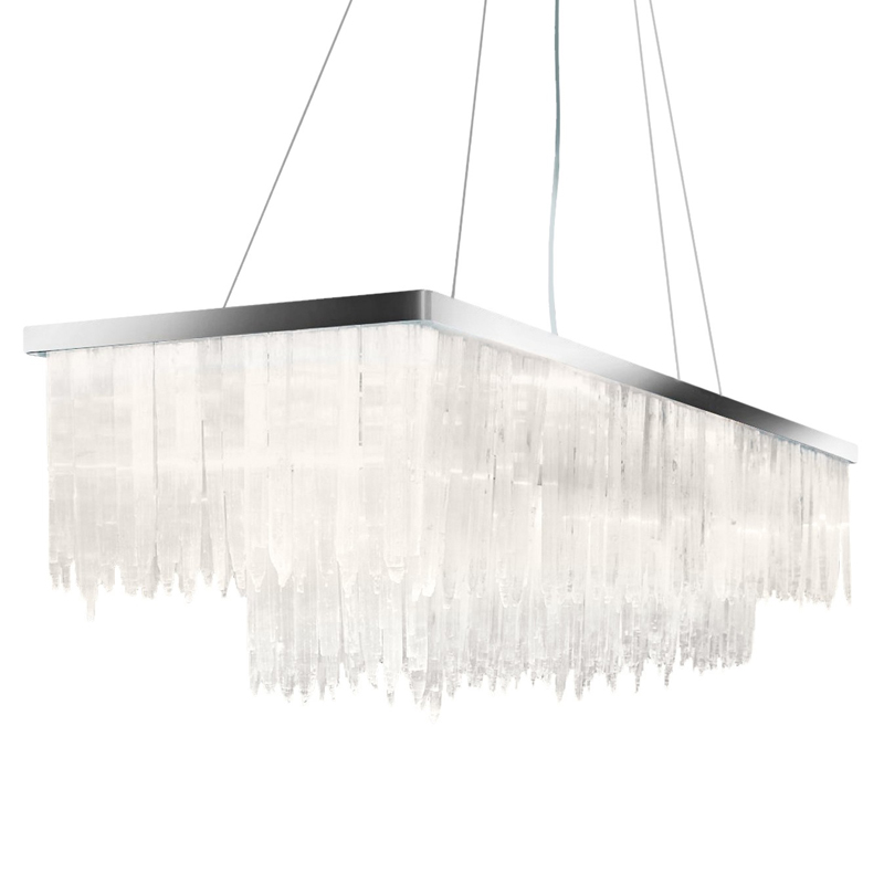 Люстра LAMP SELENITE RECT chromium 130 Прозрачный белый Хром Люстра LAMP SELENITE RECT chromium 130 Прозрачный белый Хром в Твери | Loft Concept