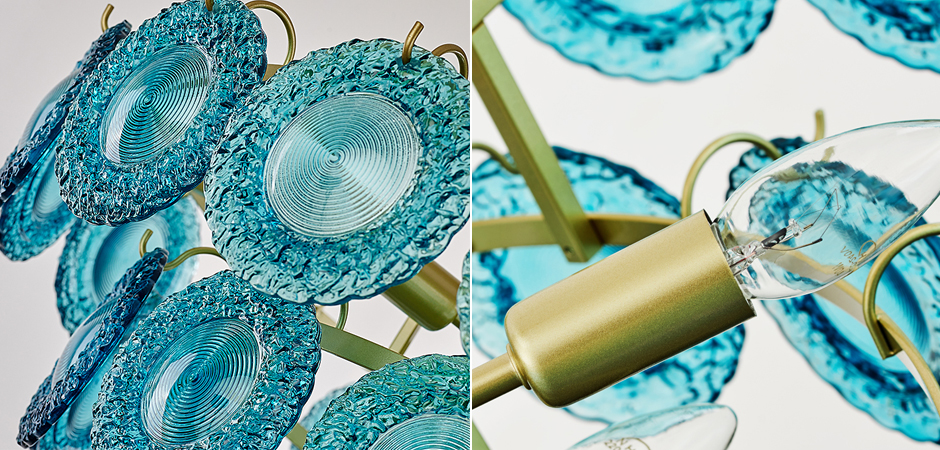 Люстра Blue Glass disk Chandelier Люстра Blue Glass disk Chandelier - Loft-Concept в Твери