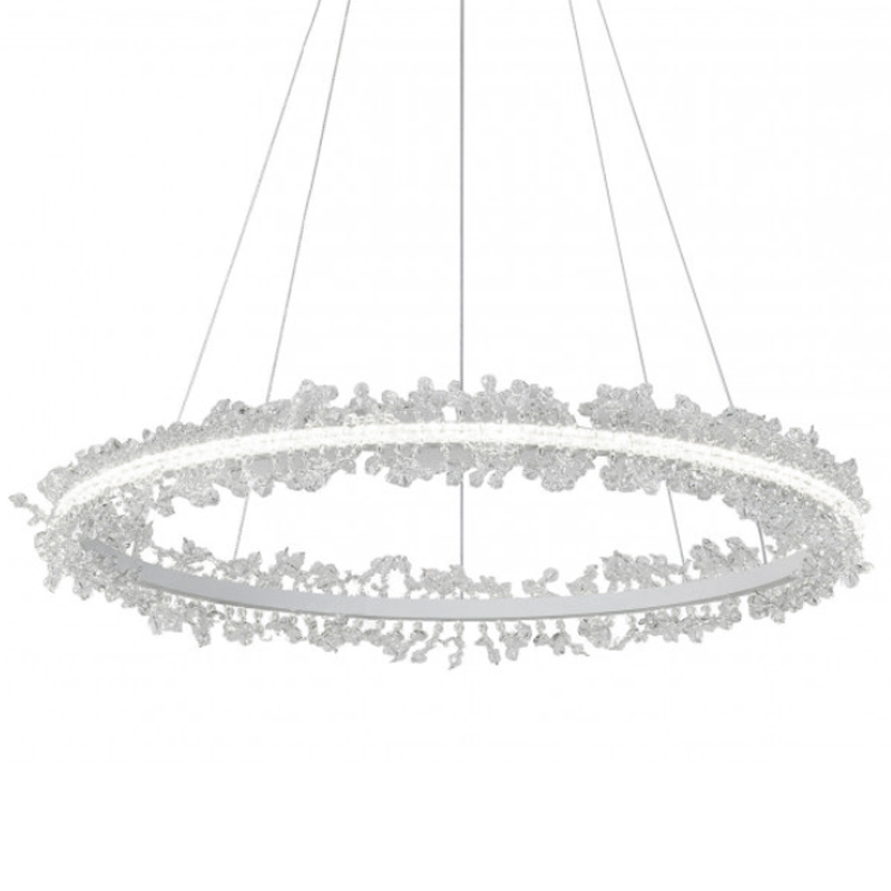 Crystal round chandelier Светильник Белое Кольцо из Хрусталя Прозрачный Латунь Crystal round chandelier Светильник Белое Кольцо из Хрусталя Прозрачный Латунь в Твери | Loft Concept