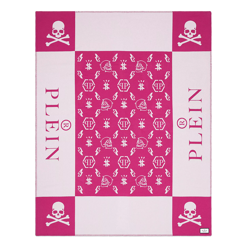 Плед Philipp Plein Plaid Cashmere Skull Pink Розовый Белый Плед Philipp Plein Plaid Cashmere Skull Pink Розовый Белый в Твери | Loft Concept