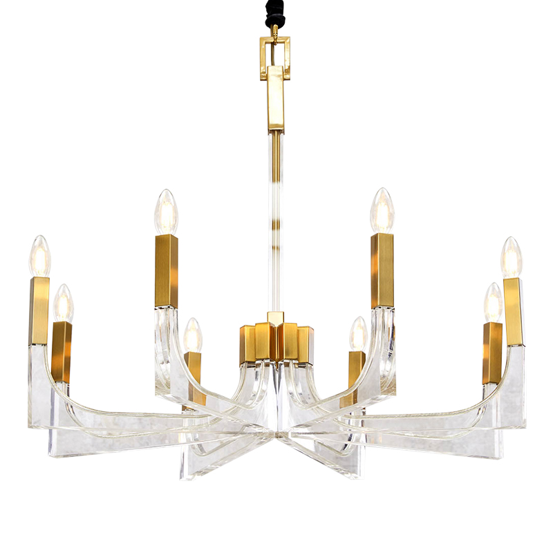 Люстра акриловая Acrylic Chandelier Золотой Прозрачный Люстра акриловая Acrylic Chandelier Золотой Прозрачный в Твери | Loft Concept