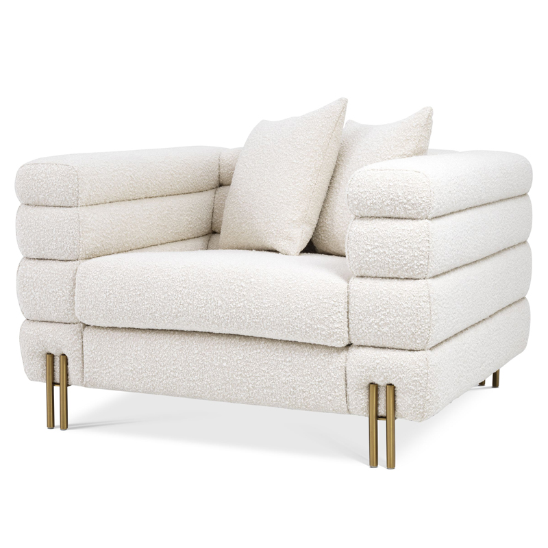 Кресло Eichholtz Chair York Boucle cream Кремовый Латунь Кресло Eichholtz Chair York Boucle cream Кремовый Латунь в Твери | Loft Concept