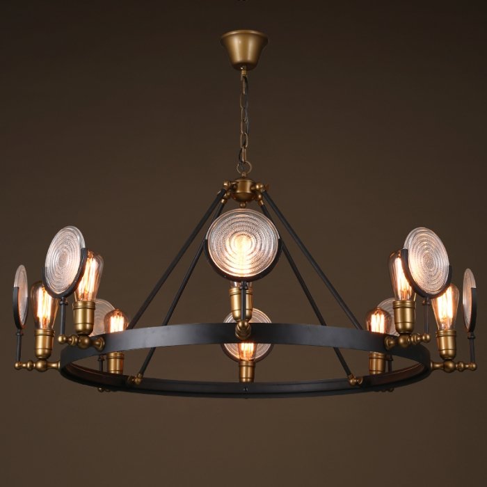 Люстра GASLIGHT LENS Chandelier 8 Черный Люстра GASLIGHT LENS Chandelier 8 Черный в Твери | Loft Concept
