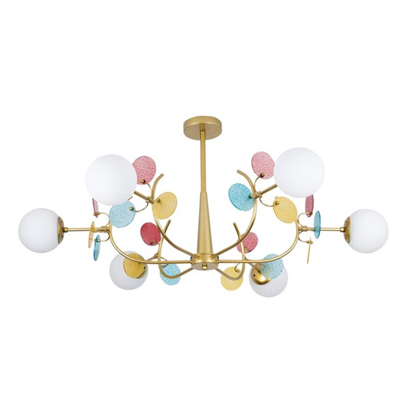 Люстра для низкого потолка MATISSE Multi glass 6 плафонов Золотой Латунь Люстра для низкого потолка MATISSE Multi glass 6 плафонов Золотой Латунь в Твери | Loft Concept