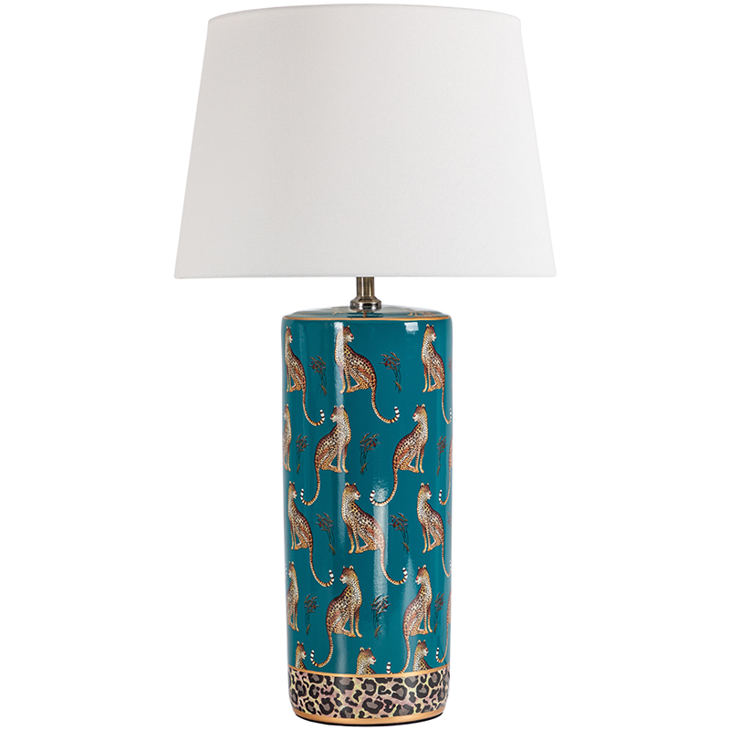 Настольная лампа с абажуром Leopard Lampshade Emerald Изумрудный Белый Коричневый Настольная лампа с абажуром Leopard Lampshade Emerald Изумрудный Белый Коричневый в Твери | Loft Concept