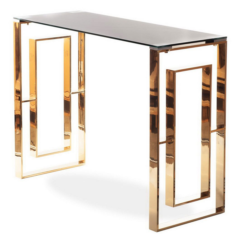 Консоль Milan II Console Золотой Прозрачное Стекло Консоль Milan II Console Золотой Прозрачное Стекло в Твери | Loft Concept