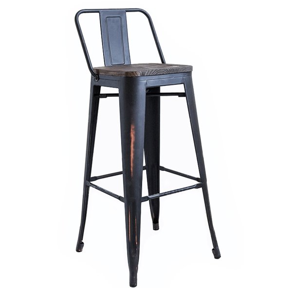 Барный стул Tolix Bar Stool Wood Черный матовый Барный стул Tolix Bar Stool Wood Черный матовый в Твери | Loft Concept