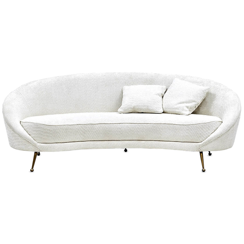 Диван с обивкой из ткани букле Manuel Sofa Белый Белый Латунь Диван с обивкой из ткани букле Manuel Sofa Белый Белый Латунь в Твери | Loft Concept