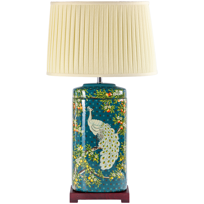 Настольная лампа White Peacock Lampshade Изумрудный Бежевый Мульти Настольная лампа White Peacock Lampshade Изумрудный Бежевый Мульти в Твери | Loft Concept