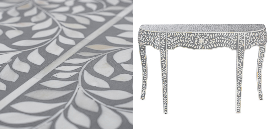 Консоль серый орнамент отделка кость BONE INLAY CONSOL TABLE Консоль серый орнамент отделка кость BONE INLAY CONSOL TABLE - Loft-Concept в Твери