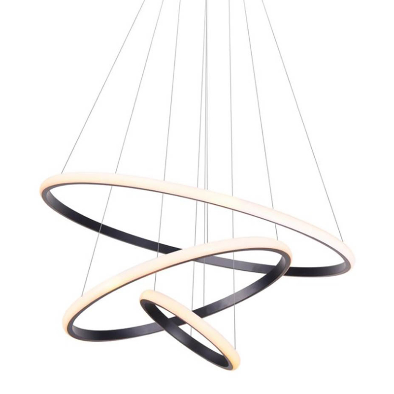Люстра Ring Horizontal Trio black 60+40+20 Черный Белый Люстра Ring Horizontal Trio black 60+40+20 Черный Белый в Твери | Loft Concept