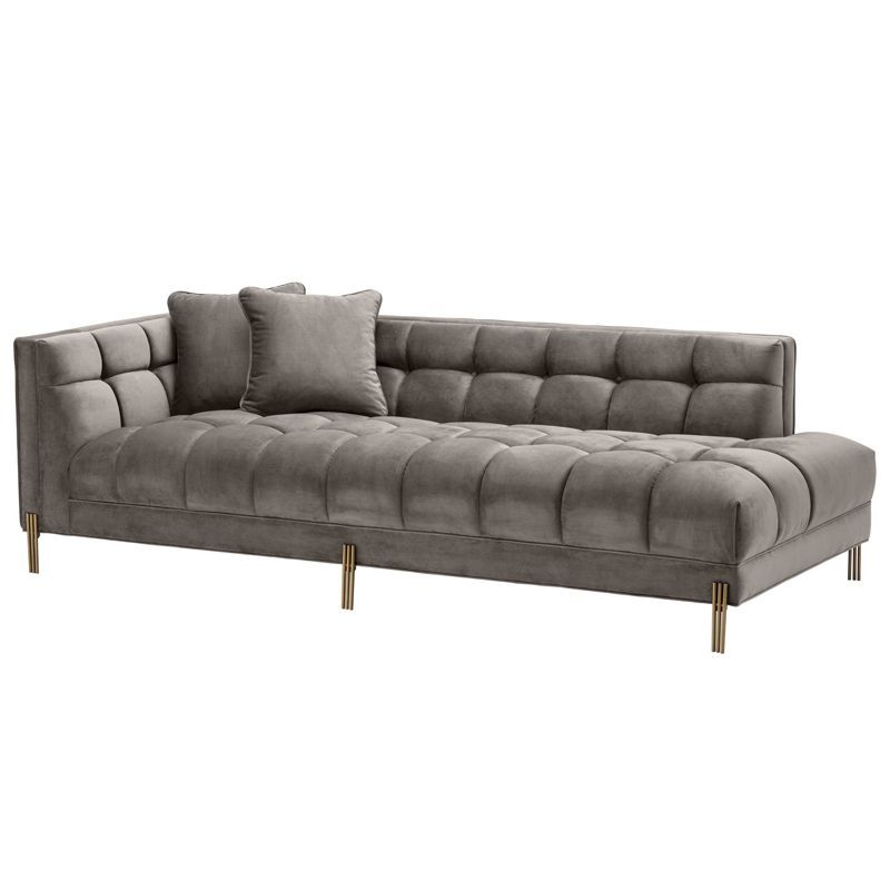 Кушетка Eichholtz Lounge Sofa Sienna Left Серый Матовая латунь Кушетка Eichholtz Lounge Sofa Sienna Left Серый Матовая латунь в Твери | Loft Concept