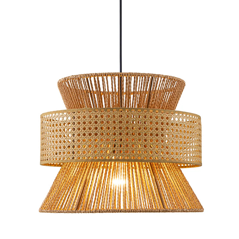 Подвесной светильник с абажуром из натуральных материалов Light Inside the Cell Бежевый Черный в Твери | Loft Concept 