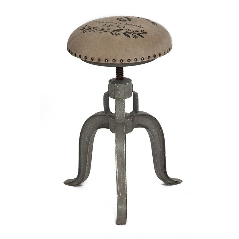 Барный стул Antique Metal Bar Stool Серый Бежево-серый Барный стул Antique Metal Bar Stool Серый Бежево-серый в Твери | Loft Concept