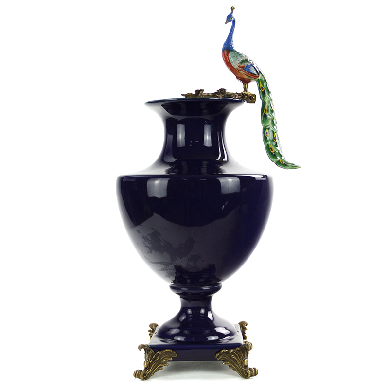 Ваза Selenia Blue Vase Peacock Темно-синий Бронза Ваза Selenia Blue Vase Peacock Темно-синий Бронза в Твери | Loft Concept