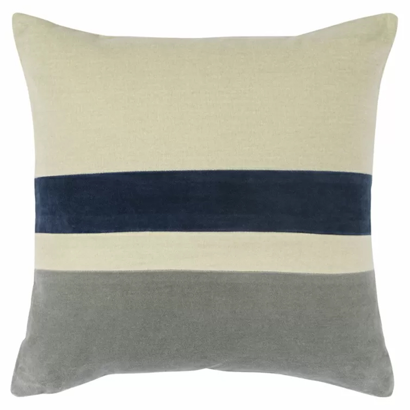 Чехол на подушку с геометрическим рисунком Elan Stripe Pillow Бежевый Темно-синий Серый Чехол на подушку с геометрическим рисунком Elan Stripe Pillow Бежевый Темно-синий Серый в Твери | Loft Concept