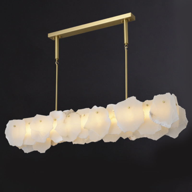 Люстра Lucretia Marble Rectangular Chandelier Латунь Белый Мрамор Bianco Люстра Lucretia Marble Rectangular Chandelier Латунь Белый Мрамор Bianco в Твери | Loft Concept