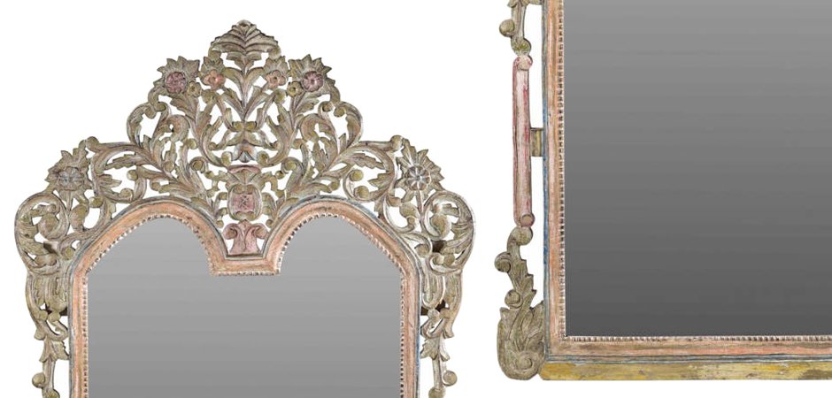 Зеркало из массива тика с растительным орнаментом Зеркало из массива тика с растительным орнаментом - Loft-Concept в Твери