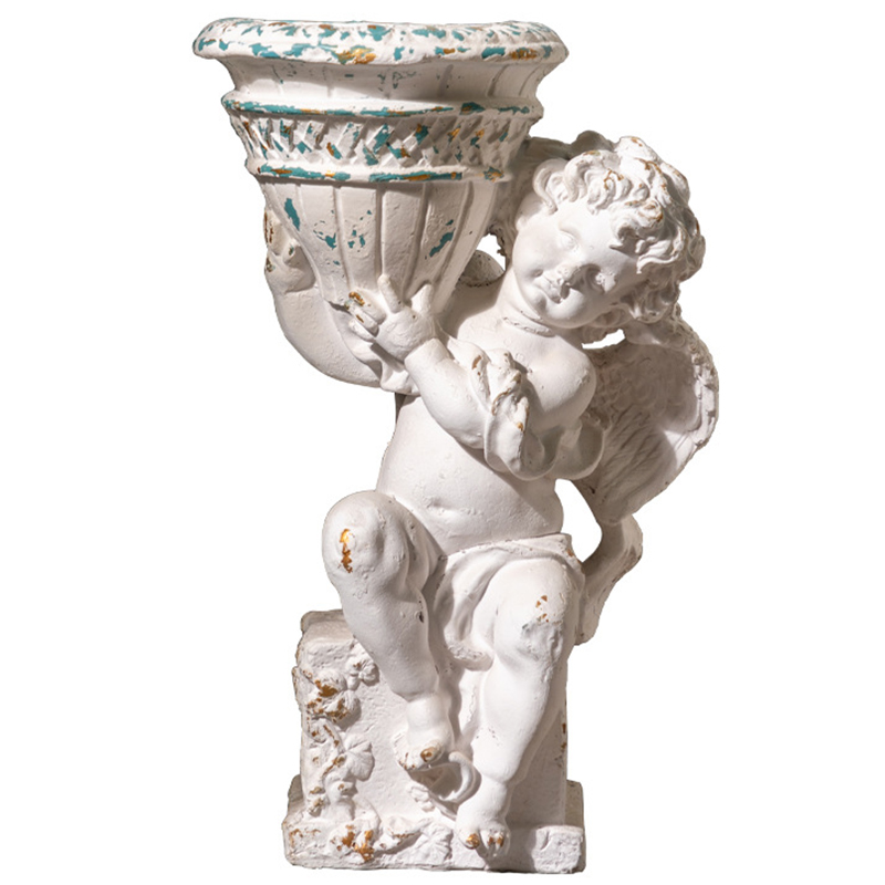 Кашпо Angel with Flowerpot Provence Белый Бирюзовый Золотой Кашпо Angel with Flowerpot Provence Белый Бирюзовый Золотой в Твери | Loft Concept
