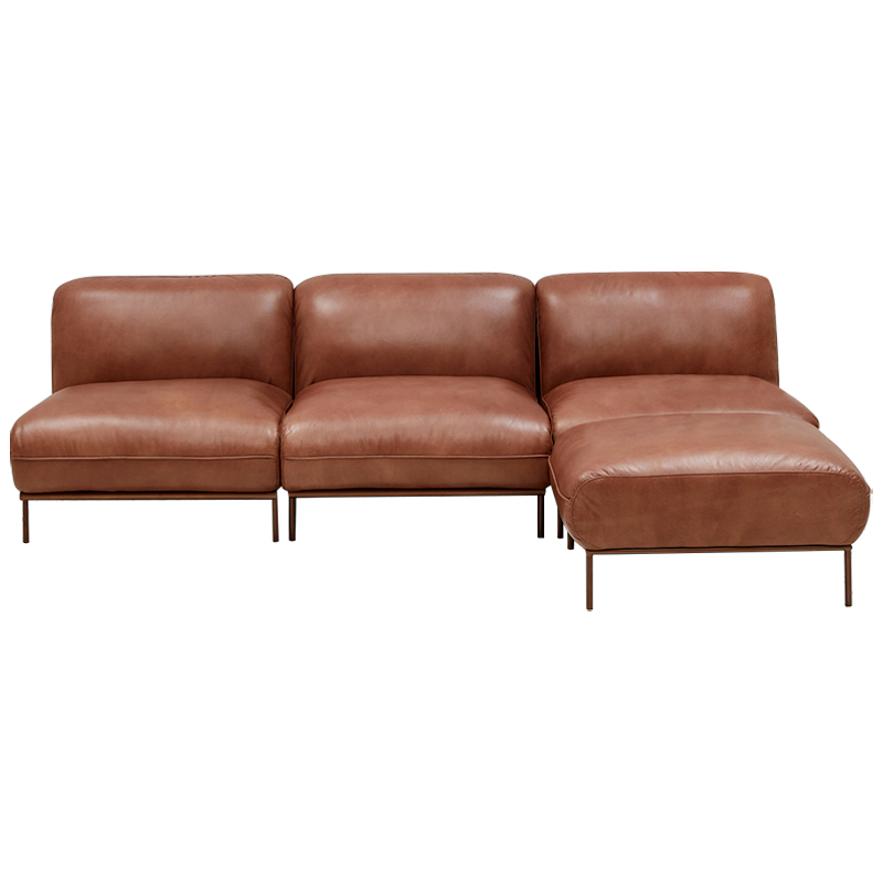 Угловой кожаный диван Macaire Leather Sofa Коричневый Угловой кожаный диван Macaire Leather Sofa Коричневый в Твери | Loft Concept