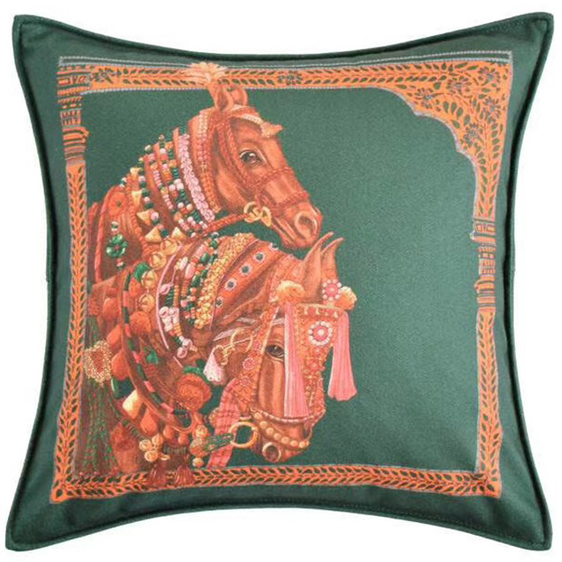 Декоративная подушка Hermes Horse 44 Зеленый Оранжевый Декоративная подушка Hermes Horse 44 Зеленый Оранжевый в Твери | Loft Concept