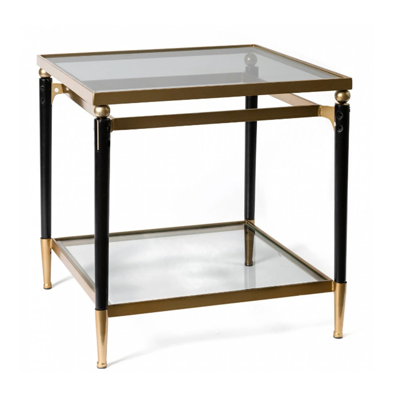Приставной столик Black & Gold Table two-tier Черный матовое золото Приставной столик Black & Gold Table two-tier Черный матовое золото в Твери | Loft Concept