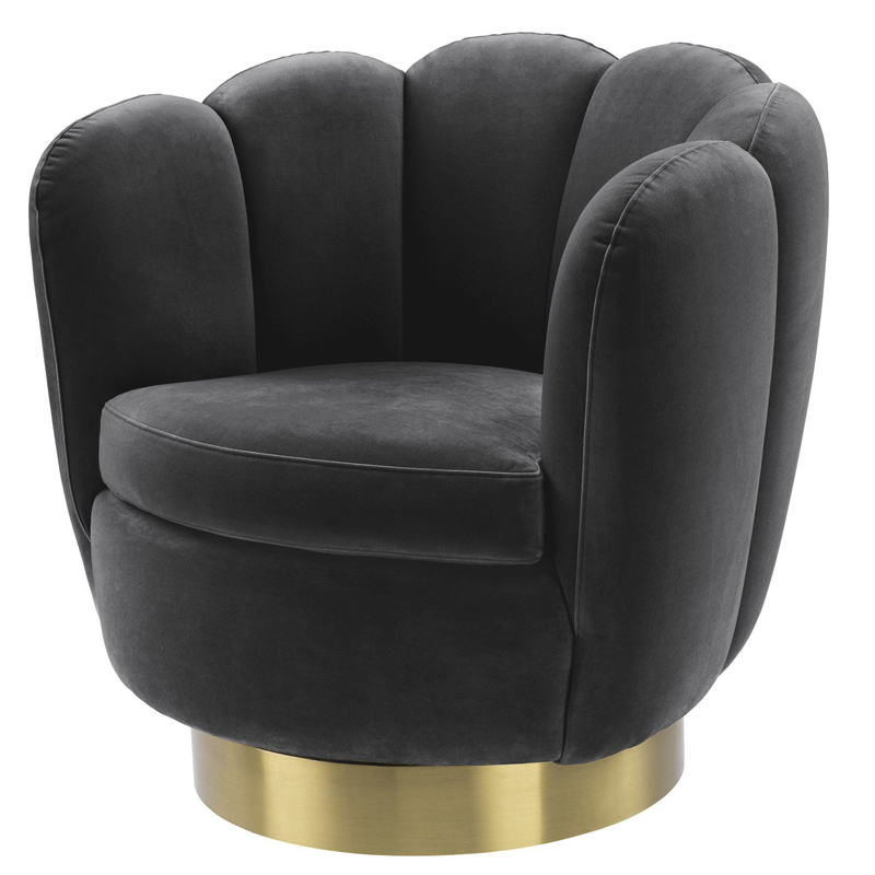 Кресло Eichholtz Swivel Chair Mirage dark grey Серый Матовая латунь в Твери | Loft Concept 