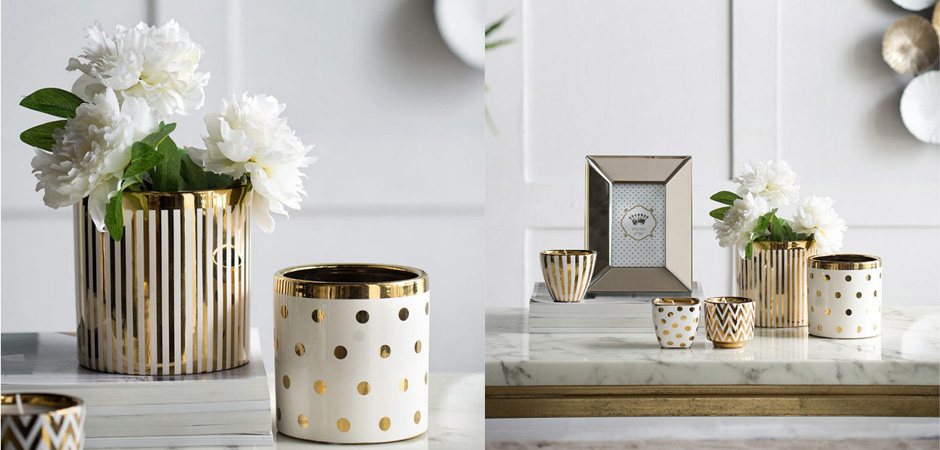 Ваза Gold & White Stripes Ваза Gold & White Stripes - Loft-Concept в Твери