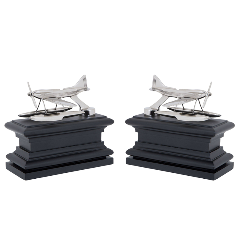 Держатель для книг Eichholtz Bookend Hydroplane set of 2 Nickel Никель Черный Держатель для книг Eichholtz Bookend Hydroplane set of 2 Nickel Никель Черный в Твери | Loft Concept