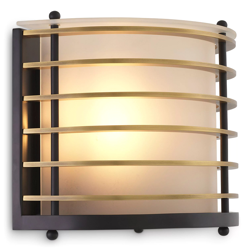 Бра Eichholtz Wall Lamp Logan Черный Латунь Белое матовое стекло Бра Eichholtz Wall Lamp Logan Черный Латунь Белое матовое стекло в Твери | Loft Concept